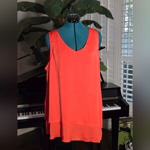 Soft Surroundings Asymmetrical Sleeveless V-Neck Orange Top Size L